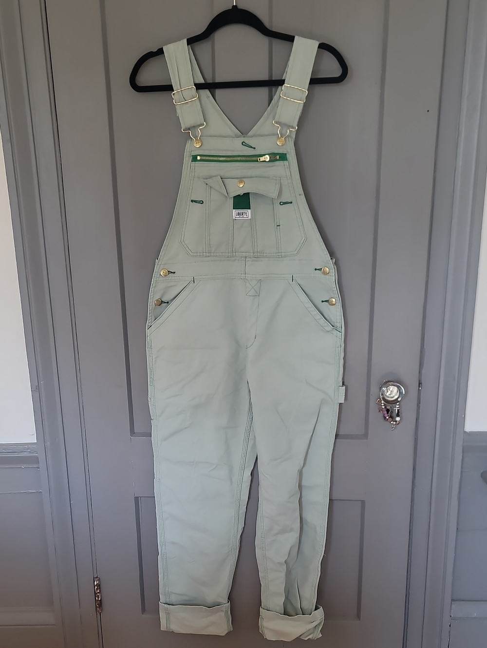Liberty Light Sage Green Women's Denim Overalls